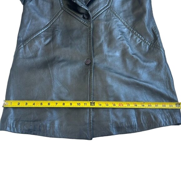 Vtg Lydia Creazioni By Ka Luk Gray Lamb Skin Leather Coat Size Ruffled Collar 1X - Picture 10 of 14